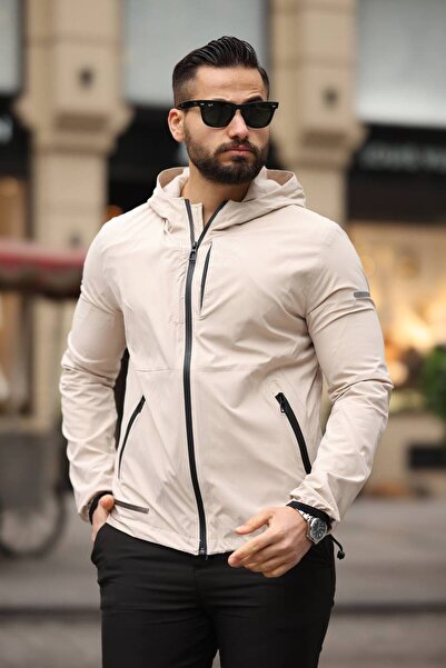 KOCCI New Season Water and Wind Resistant Flexible Premium Fabric Hooded Seasonal Men's Jacket Coat