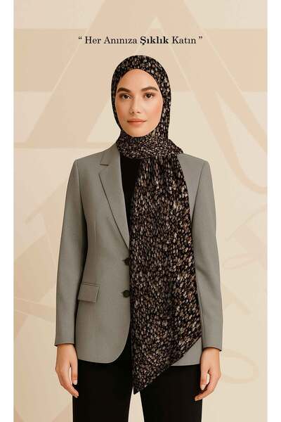DESENİX Mini Floral Pattern Shawl on Black Background |   For Everyday Outfit...