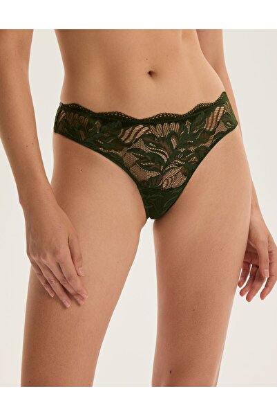 ESOTIQ Chiloți tanga clasici pentru femei cu dantelă florală decorativă | Kavi
