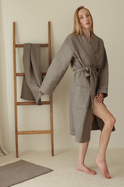 İrya Aura Waffle Women's Bathrobe Gray