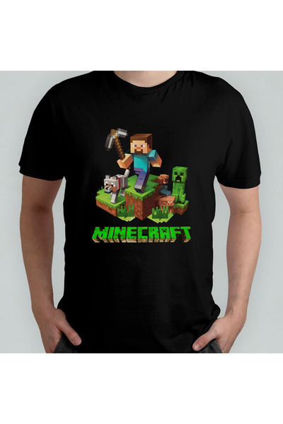 Pixxa Minecraft Unisex %100 Pamuklu Bisiklet Yaka T-Shirt Model 2