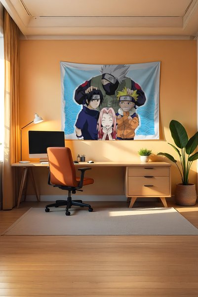 Charmbi Naruto Horizontal Wall Covering – Anime-Themed Quality Fabric, Room Decor Tapestry Wall Carpet