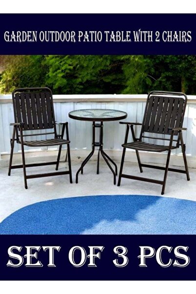 Living Set of 3 Pieces, Garden Outdoor Patio Table With 2 Chairs Sets 60*70 CM