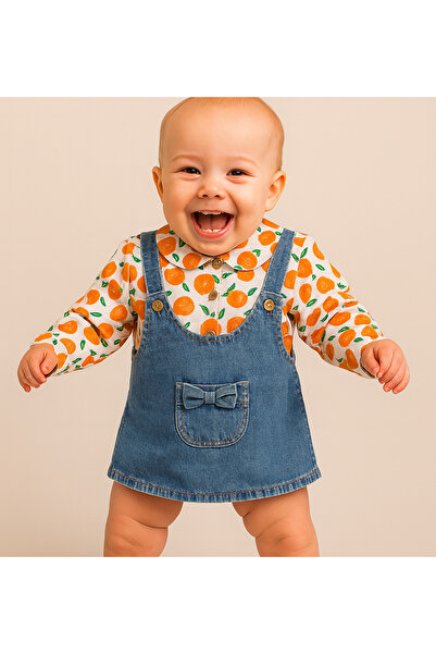 CROCODAYS Girl's Jeans (Jeans) Patterned Shirt and Winged Gilet Set (6/9/12/18) Months