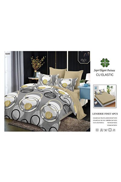 FIONNA.RO Lenjerie Din Finet Cu Elastic - Bej Cu Cercuri Gri