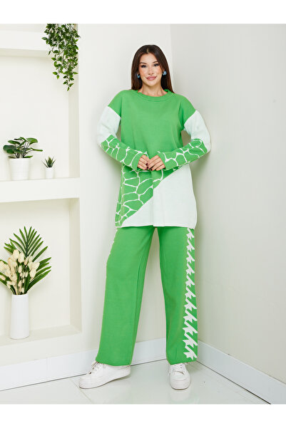 RACE FASHİON Patterned Double Knitwear Set Rc8212