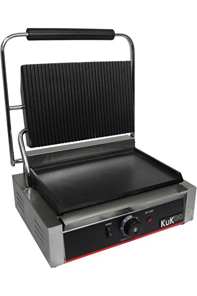 Genaric KuKoo Grooved/Flat Panini Press Ribbed Contact Grill Toaster Sandwich Maker Commercial Catering Mach