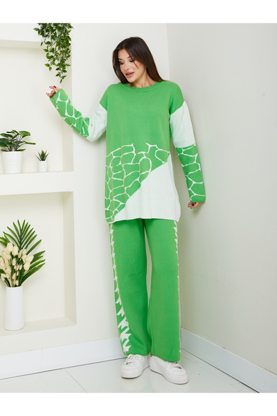 RACE FASHİON Patterned Double Knitwear Set Rc8212