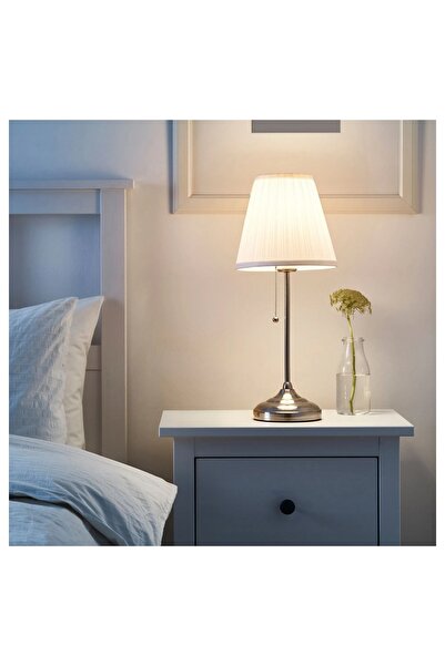 UZUNKAYA HOME Abajur Beyaz-Pirinç Rengi 55 cm – Klasik Masa ve Komodin Lambası