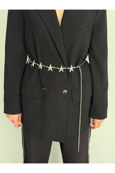 LİA KEMER Star of the Sea Silver Chain Accessory for Jacket, Dress, Pants, Evening Dress, Body Chain, Beach Belt