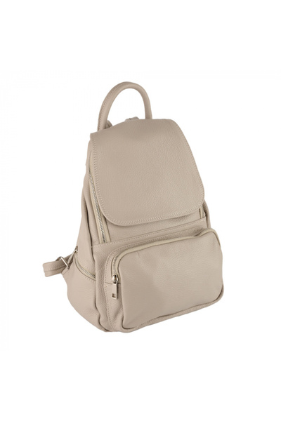 AZZURA Rucsac Karmela, din piele 100% naturală gris deschis