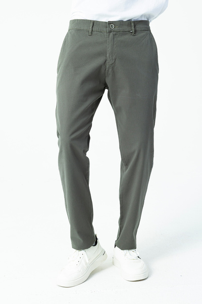 JB John Borners Men's 100% Cotton Regular Fit Chino Trousers Dark Green - 4200