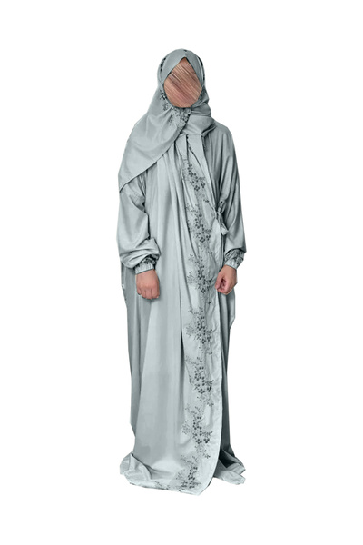SDD Very luxurious embroidered prayer shawl (mard) with attached scarf, wide and comfortable