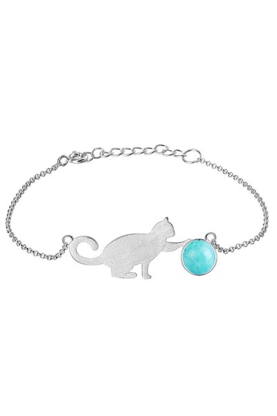 levandore Lev. Playing Cat Handmade Bracelet Sterling Silver, Gold Plated