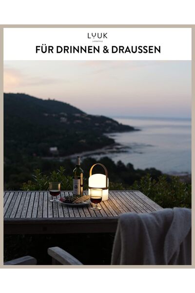 OEM Felinar LUUK LIFESTYLE XXL cu design și mâner din lemn, autonomie 72h, usb si intensitate reglabila