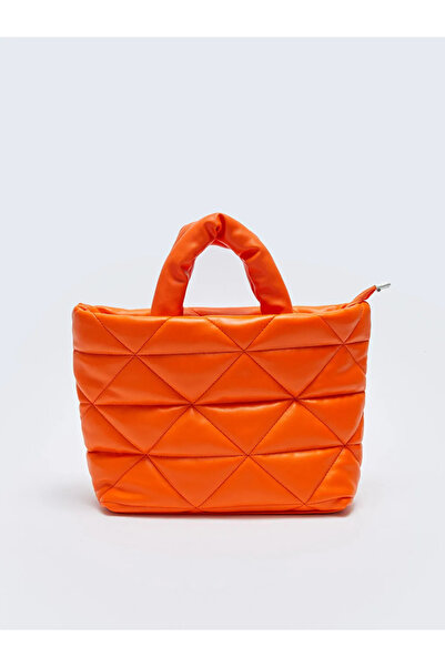 LC Waikiki Lcw Accessories Orange Leather Look Quilted Women's Crossbody Bag