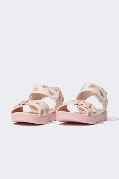 Ponchiq Pink Patterned Velcro Girls' Sandals