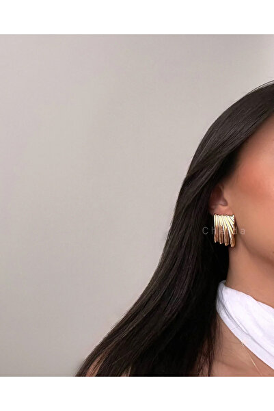 cheida Zarif Kavisli Gold Küpe