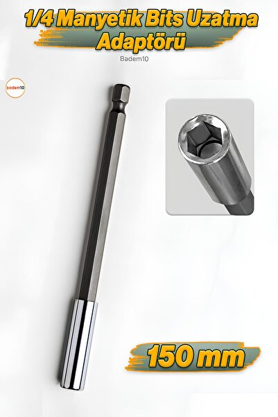 Badem10 150 mm 1/4 Manyetik Uçlu Uzatma Aparatı Ucu Matkap Uzun Bits Bit Tutu...