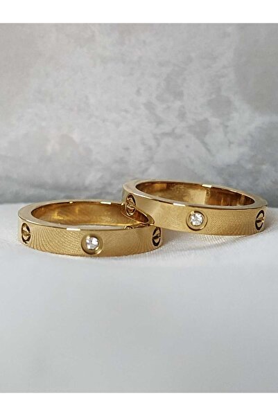 ZÜLİSCH ÇELİK YÜZÜK GOLD ALTIN RENK ZİRKON TAŞLI