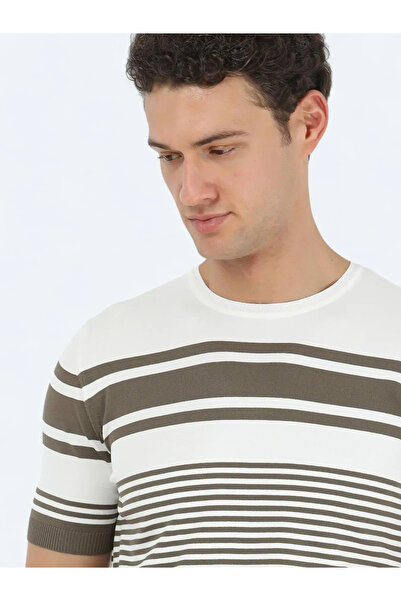 Kip Menswear Μπλουζάκι με ριγέ πλεκτό λαιμόκοψη σε μπλε ναυτικό TSH-1165