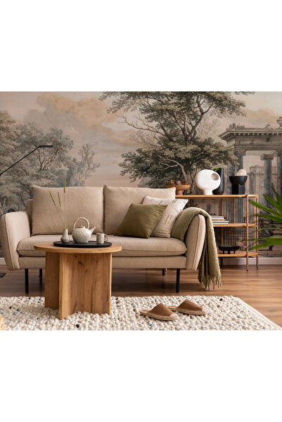 Tasarım Eski Roma Yapıları Sütunlar ve Ağaçlar Tarihi Görsel Eskitme Duvar Ka...