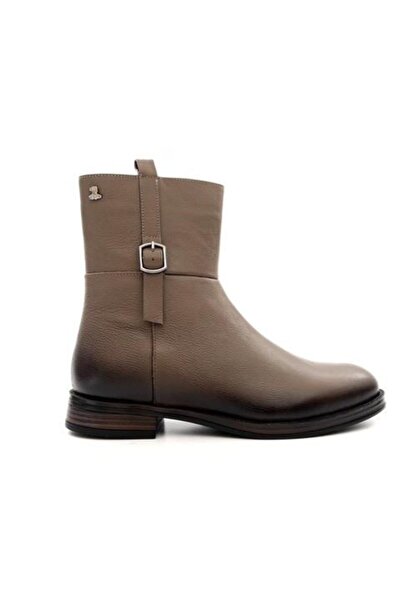 Venüs 2552701K Women's Genuine Leather Buckle Zippered Short Boots