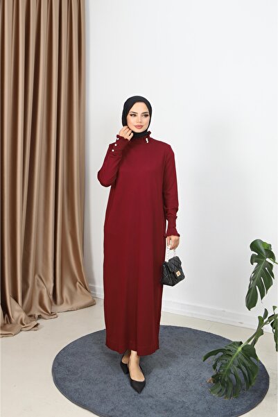 NİSUM MODA Mercerized Dress with Stone Detail