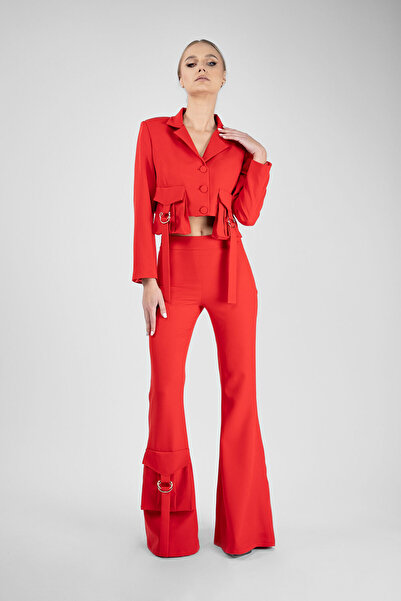 Monarh Design Sacou scurt cu buzunare aplicate si detalii metalice