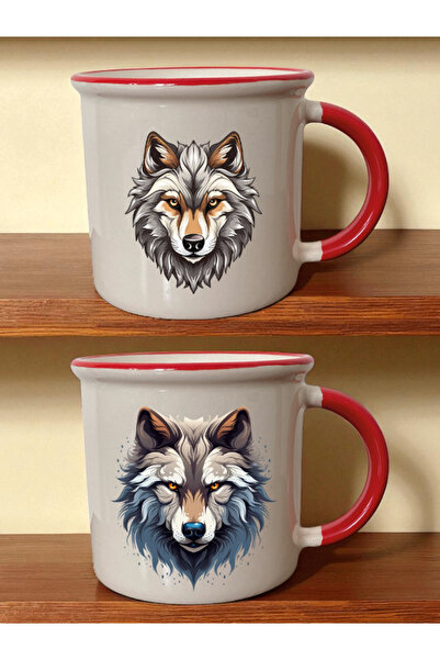 lili hediyelik كوب رائع مطبوع عليه ذئب باللون الأحمر - هدية للأصدقاء، هدايا ا...