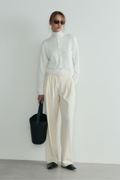 Suud Collection Ekru Lea Triko Hırka