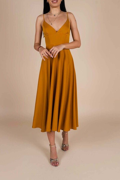 Monarh Design Rochie midi Lurisia Orange Brown
