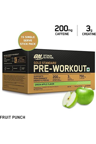 ON Optimum Nutrition (ON) Gold Standard Pre-Workout - 142.5g/15 single serve packs (Green Apple Flavor)