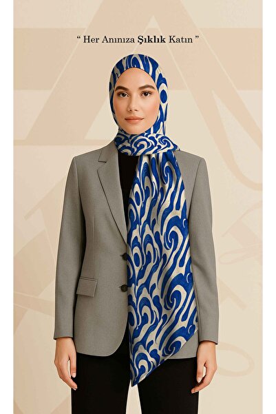 DESENİX Blue Wave Patterned Shawl |   Brings Vitality to Combinations with It...
