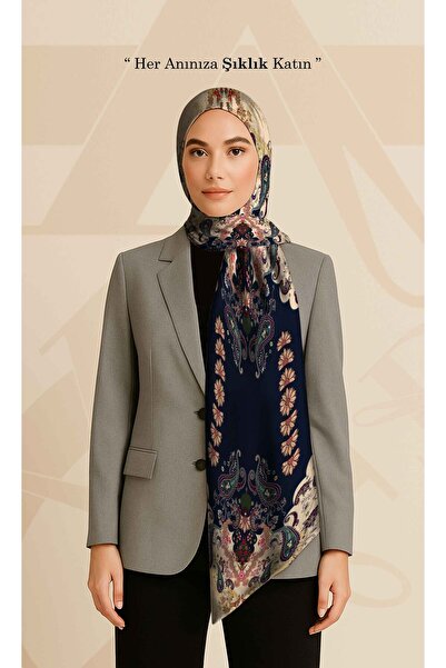 DESENİX شال منقوش باللون الأزرق الداكن |   مجموعة ساراي إسينيلي الملكية الكلا...