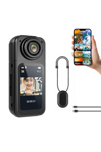 ROBEVE Mini Taşınabilir Aksiyon Kamera – 2.7K Ultra HD, 180° Döner Lens, 1.47″ HD Ekran, Mıknatıslı