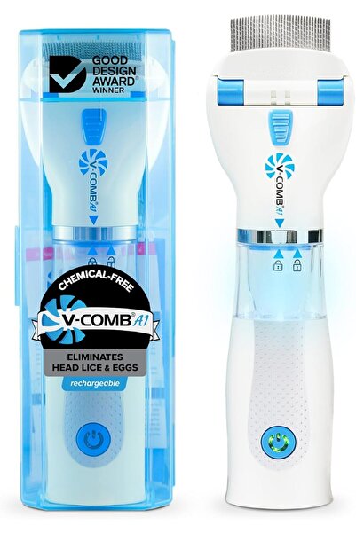 Licetec V-Comb A1 - جهاز لاسلكي لإزالة قمل الرأس (خالٍ من المواد الكيميائية/ق...
