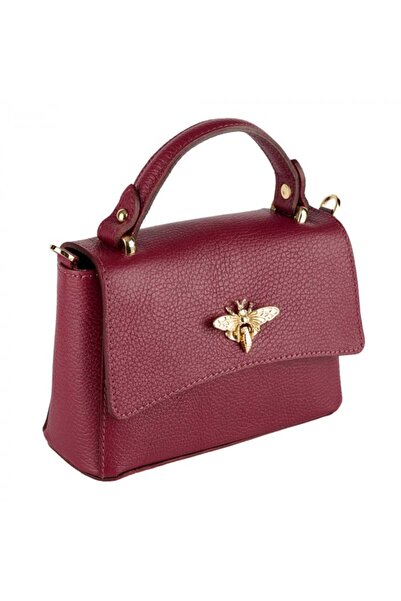 AZZURA Geanta Irene, din piele naturală bordo