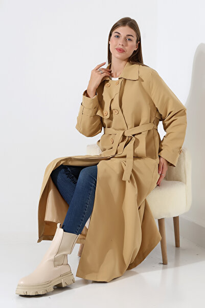 B.HE.Z Amazon Linen Fabric Long Length Buttoned Lined Soft Textured Trench Je...