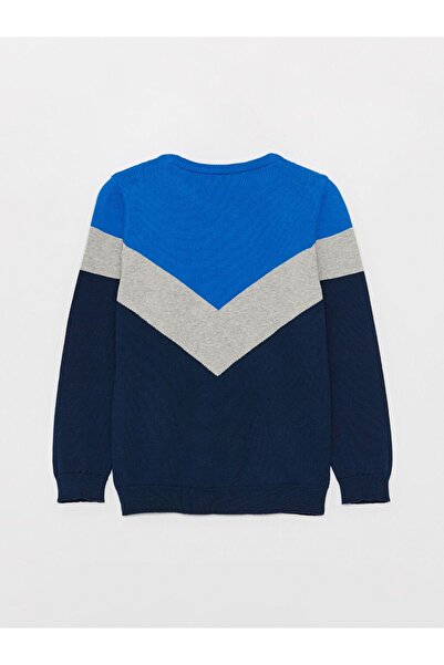 LC Waikiki Bisiklet Yaka Renk Bloklu Uzun Kollu Erkek Çocuk Triko Kazak