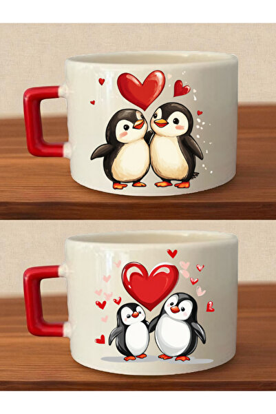 lili hediyelik كوب قهوة مطبوع عليه البطريق القلبي - هدية عيد الحب للنساء، هدي...