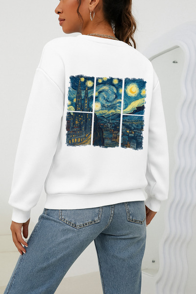 uyguntarz Unisex-Sweatshirt mit Vangogh-Print-Design in Übergröße