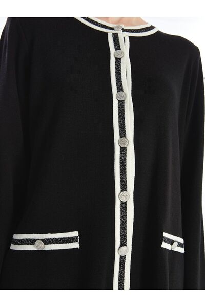 LC Waikiki Crew Neck Embroidered Long Sleeve Women's Knitwear Cardigan