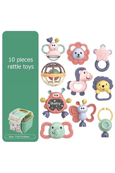 HIPOP 11pcs Baby Rattle & Teething Toy Set | Sensory Educational Toys for Infants 0–24 Months