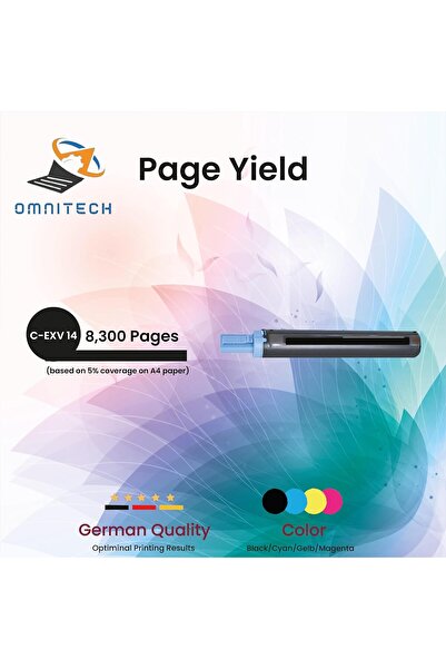 Omnitech خرطوشة حبر أسود Omni Tech C-EXV 14 - متوافقة مع طابعات Canon imageRUNNER 2016 و2016i و20