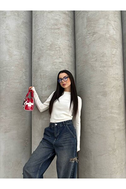 franky B بلوزة نسائية من فيسكوز بياقة دائرية وأكمام قصيرة