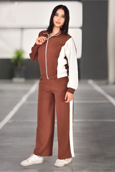 Velista Women's Modal Fabric Side Stripe Garnished Tracksuit Set