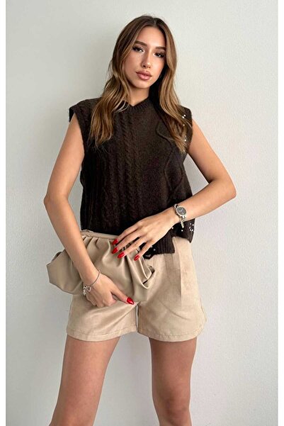 yeditepe fashion Braided Stone Most Knitwear Sweater Brown