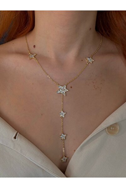 h&b design jewel Çelik Silver Yıldızlı Y Kolye