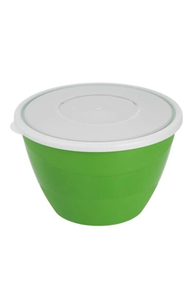 OEM Caserola tip bol, din plastic, verde cu capac alb, 2.2L, 21x13cm